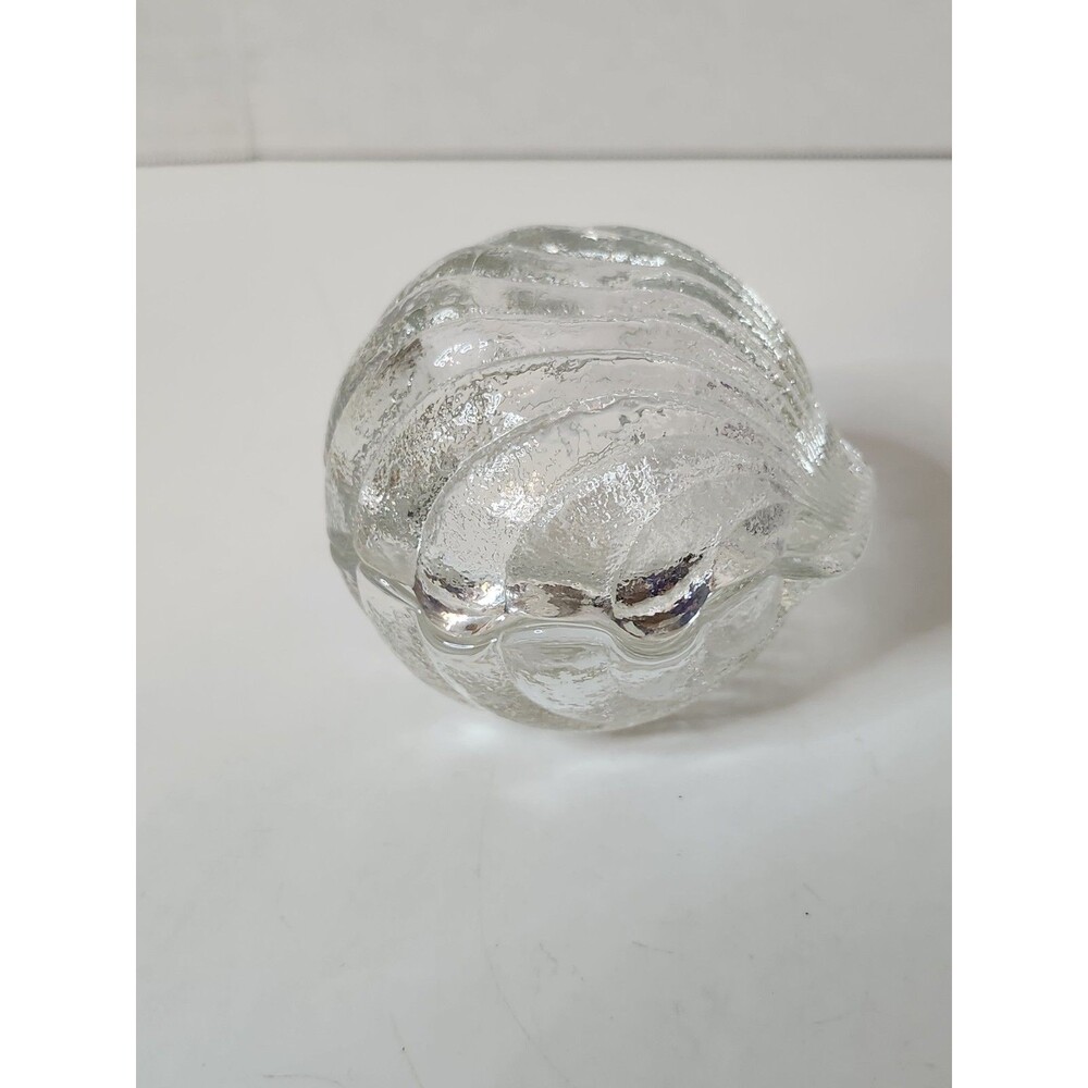 Vintage 3" Clam Shell Pressed Glass Trinket Box, Reversible, Nautical, Heavy